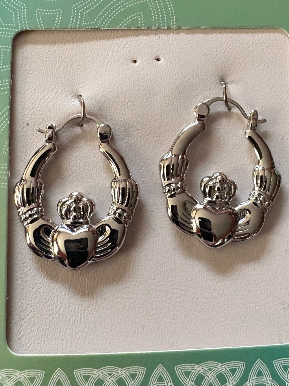 Silver Claddagh Hoop Earrings - Silver